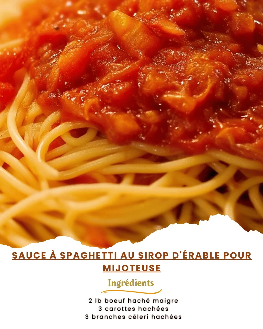 Sauce à spaghetti au sirop d'érable préparée dans une mijoteuse
