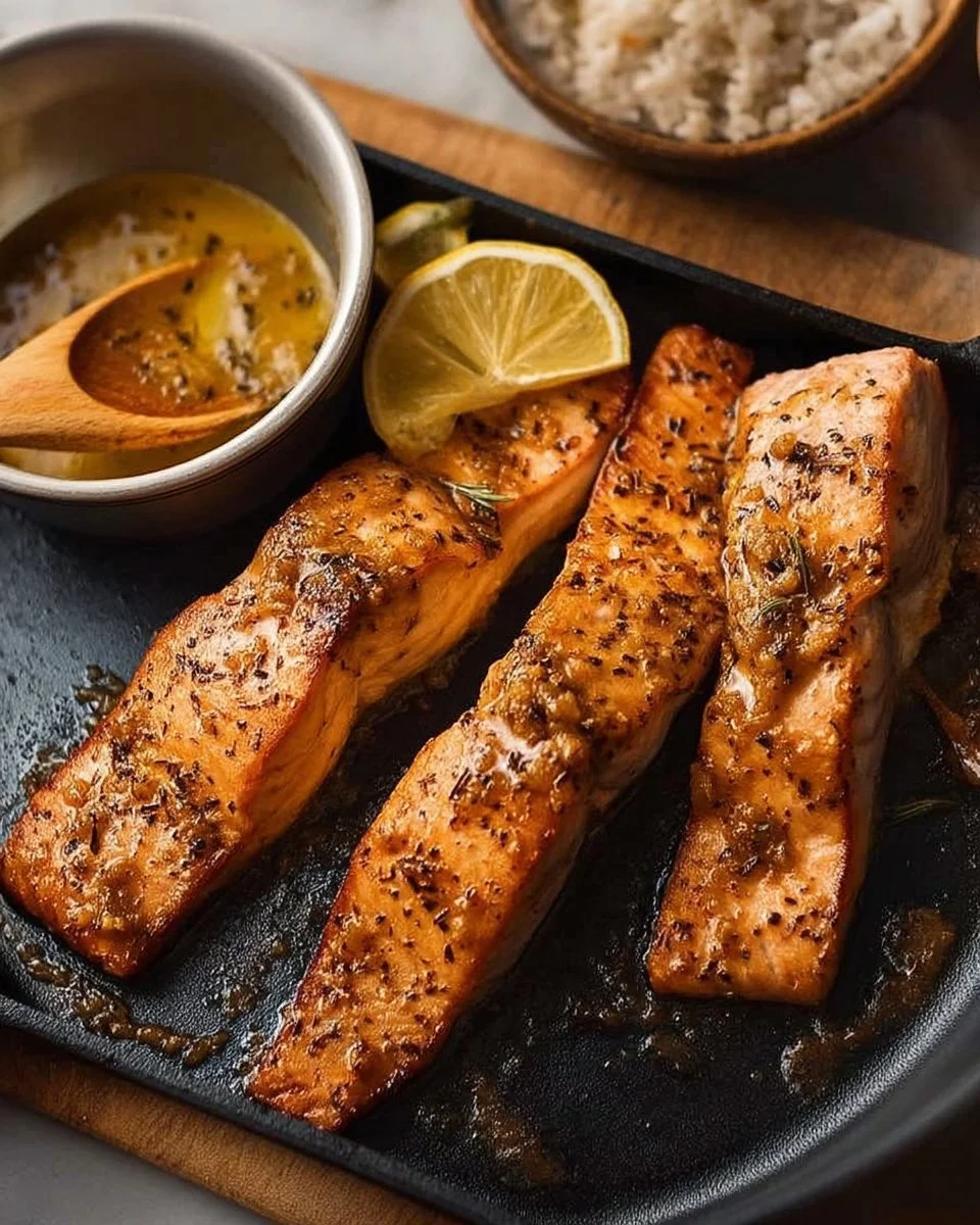 Saumon grillé avec une sauce érable moutarde, garniture délicieuse