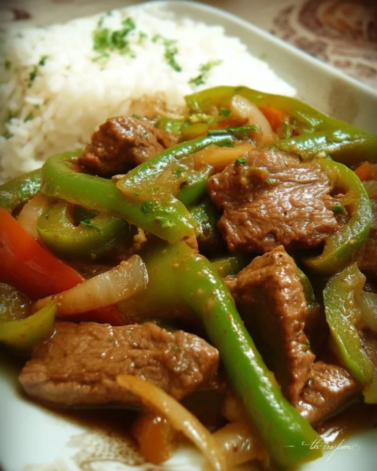 Steak aux poivrons verts, plat savoureux et coloré