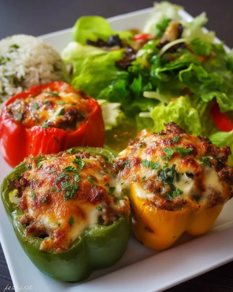 Poivrons farcis de bœuf haché, un plat savoureux et sain.