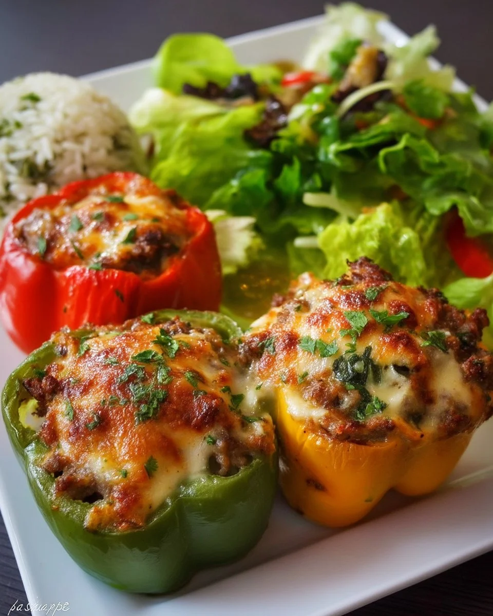 Poivrons farcis de bœuf haché, un plat savoureux et sain.