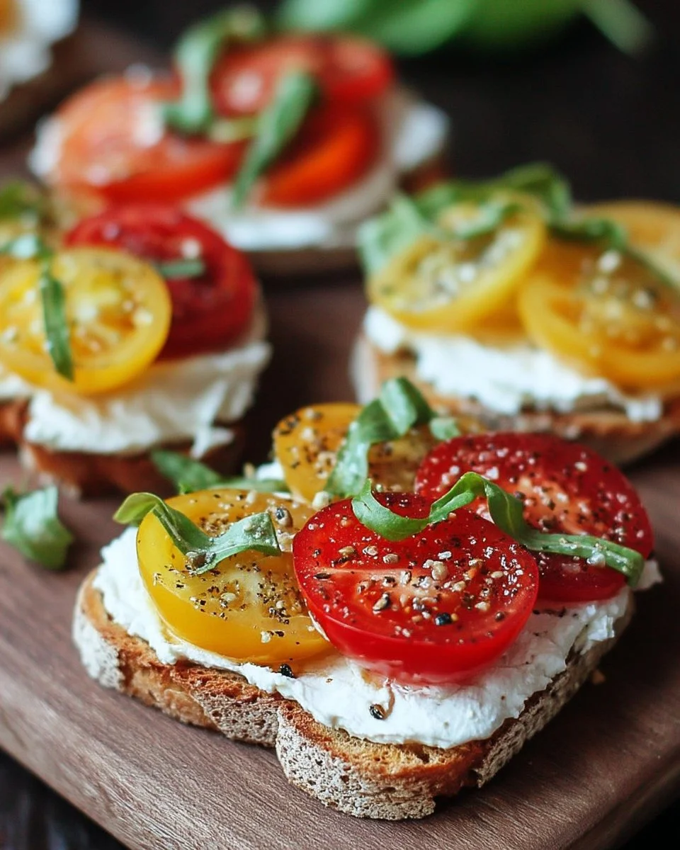 Tartines aux tomates et fromage de chèvre, recette appétissante et colorée