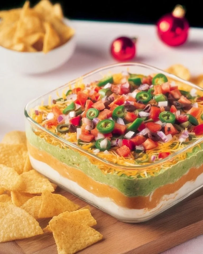 Trempette nachos étagée servie dans un plat coloré, garnie de légumes frais.