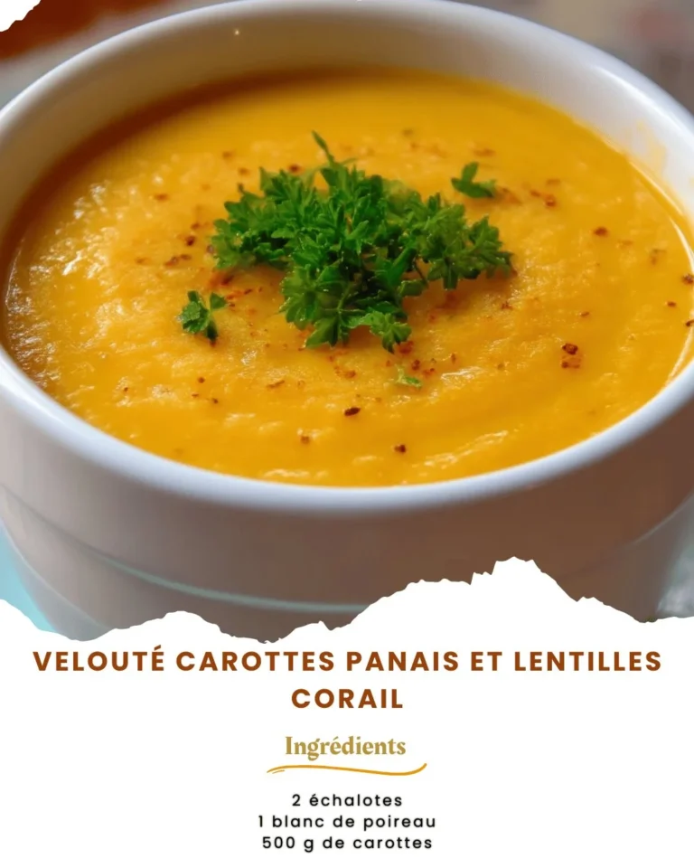 Velouté de carottes et panais avec lentilles corail dans un bol