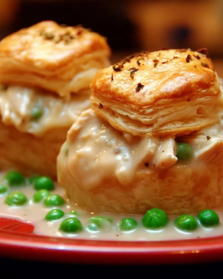 Vol-au-vent au poulet frais et appétissant sur une assiette
