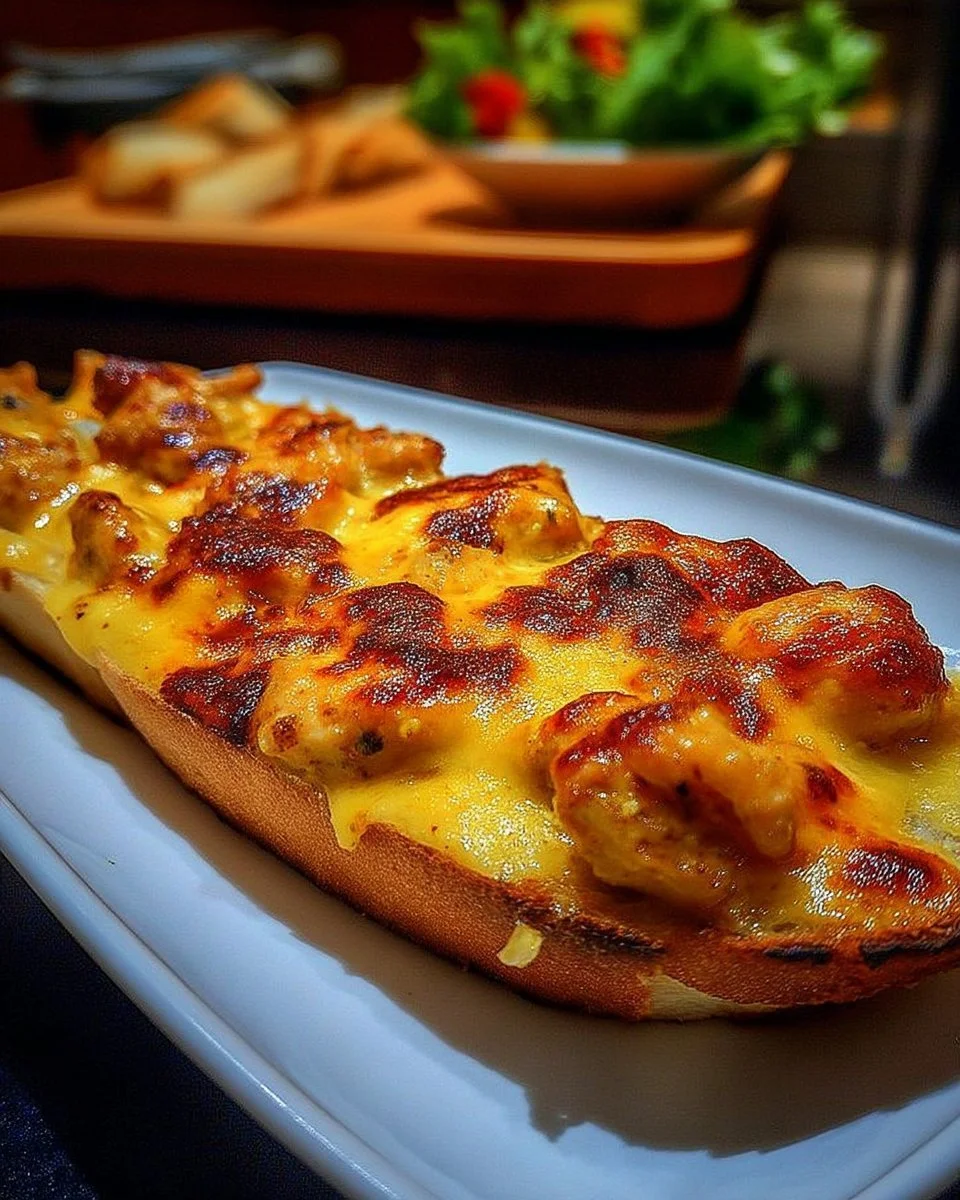 Poulet curry gratiné sur pain