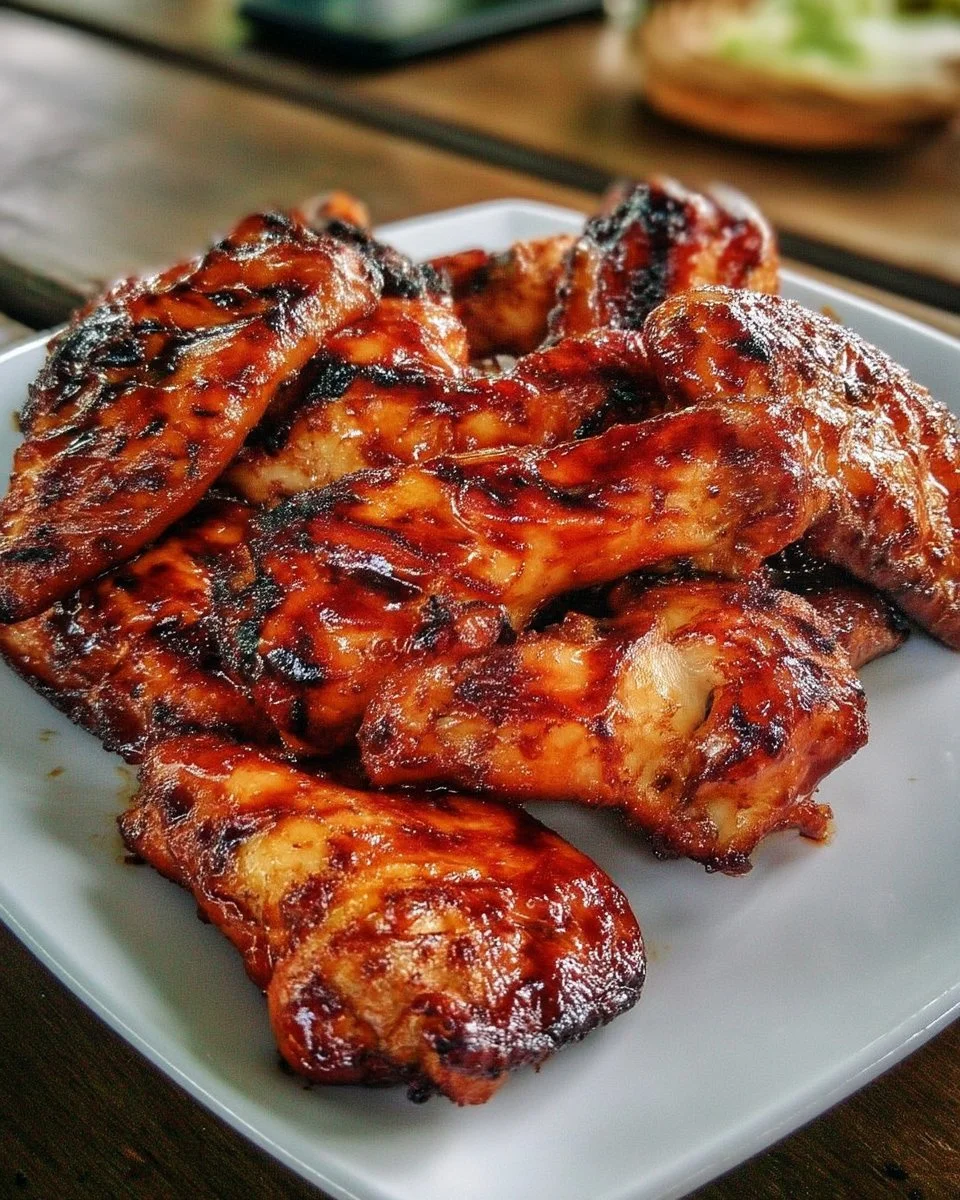 Ailes de poulet caramélisées au barbecue prêtes à être dégustées
