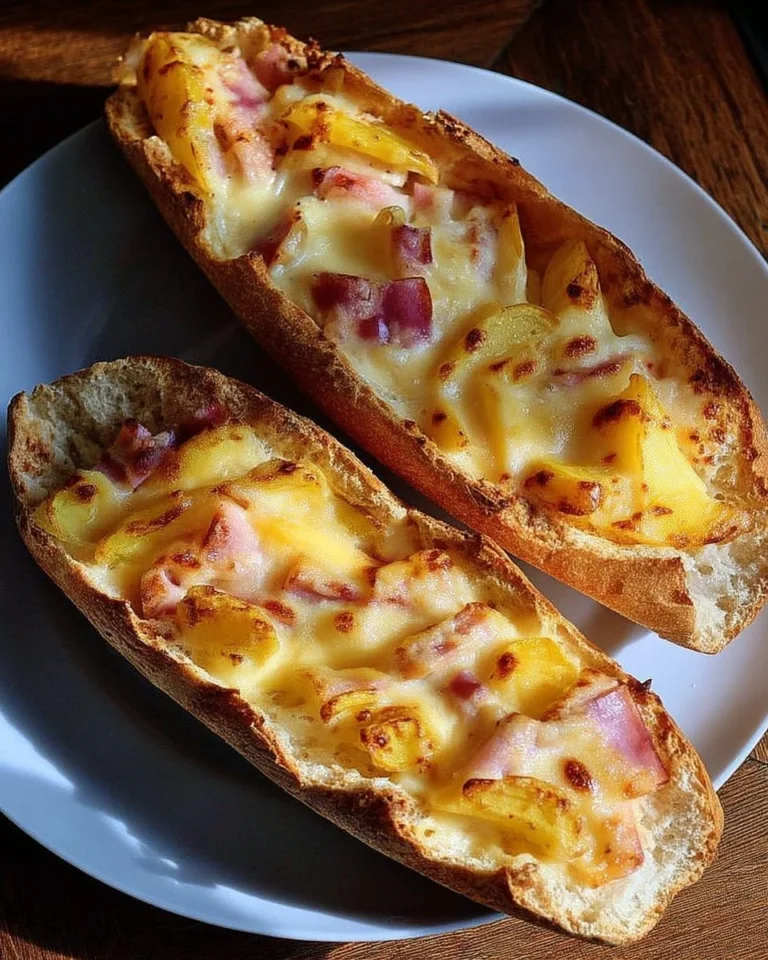 Baguette gratinée façon tartiflette savoureuse et réconfortante