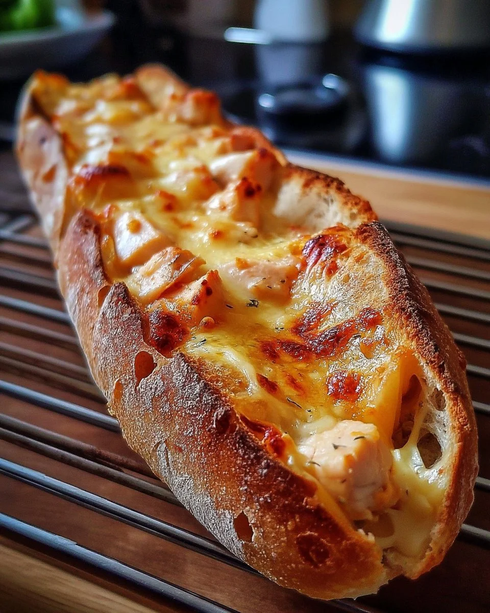 Baguette gratinée poulet cheddar – un plat savoureux et réconfortant