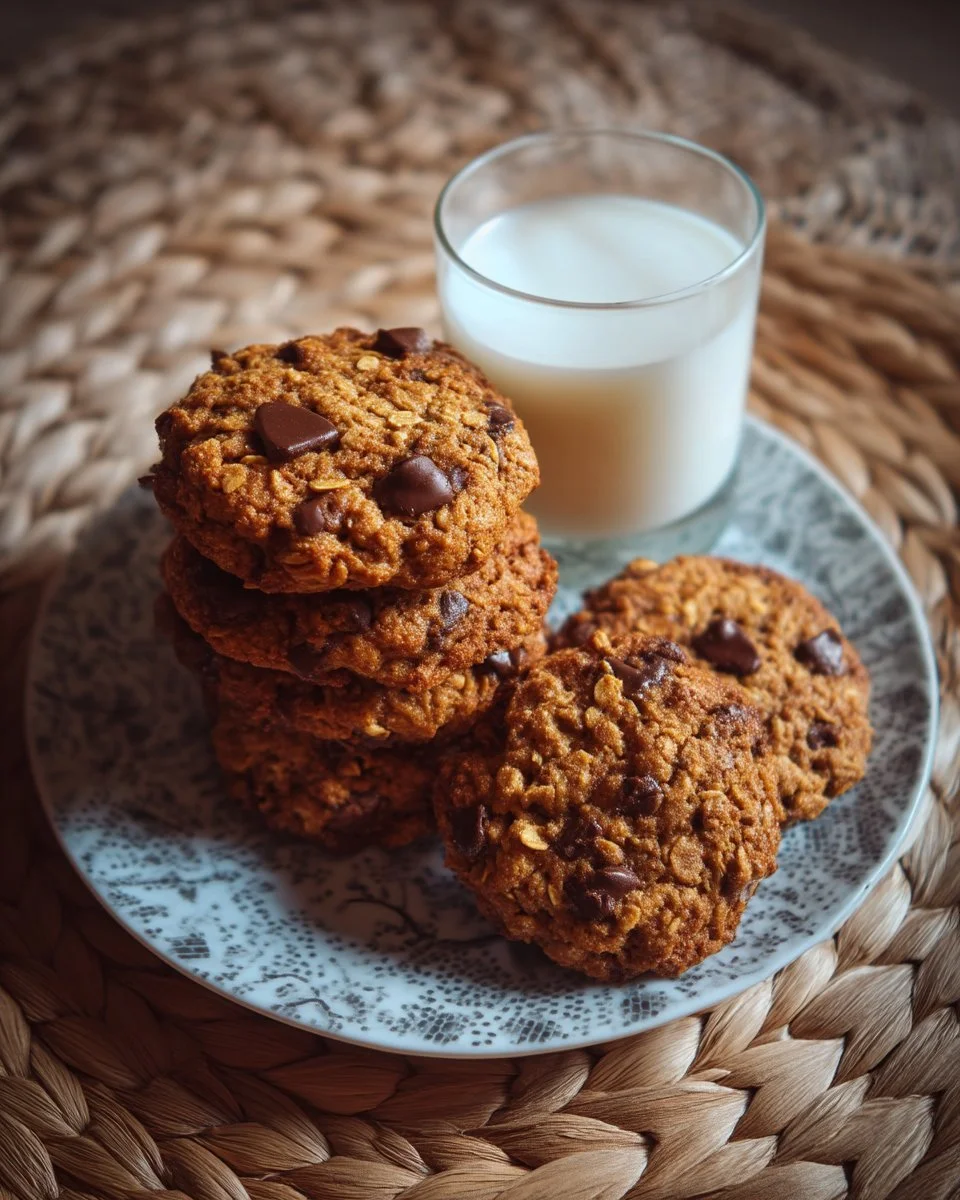 Biscuits à l'avoine avec sirop d'érable, mélasse et pépites de chocolat sur une assiette