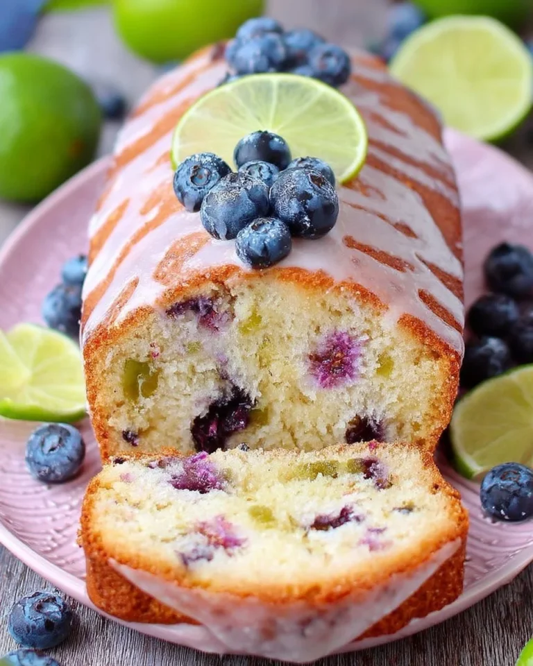 Gâteau aux myrtilles et au citron vert, frais et savoureux