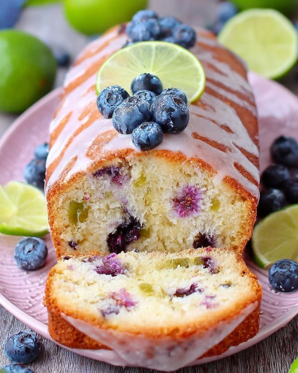 Gâteau aux myrtilles et au citron vert, frais et savoureux