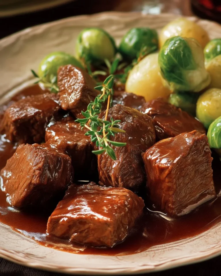 Plat délicieuse de Boeuf au sirop d'érable servi avec des légumes