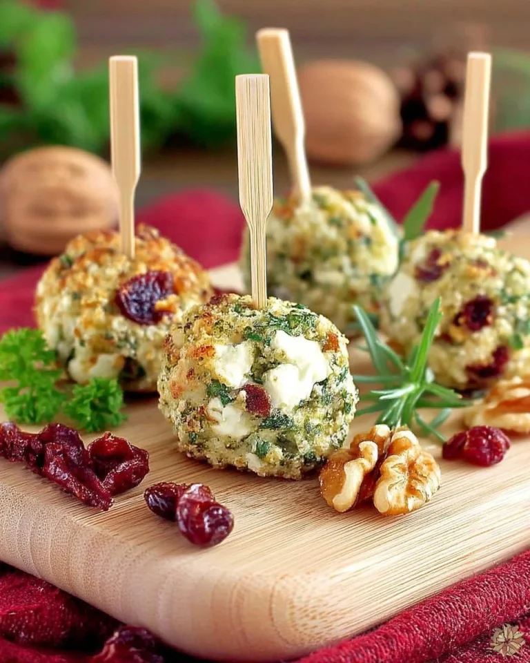Bouchées de fromage aux herbes avec noix et cranberries en dish