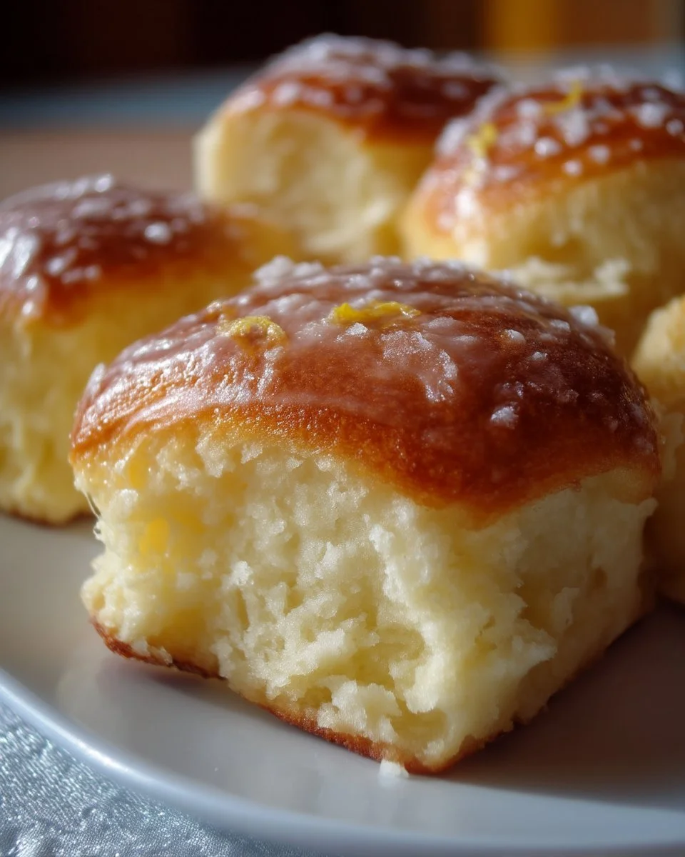 Brioches aux citrons Meyer fraîchement cuisinées, dorées et appétissantes.