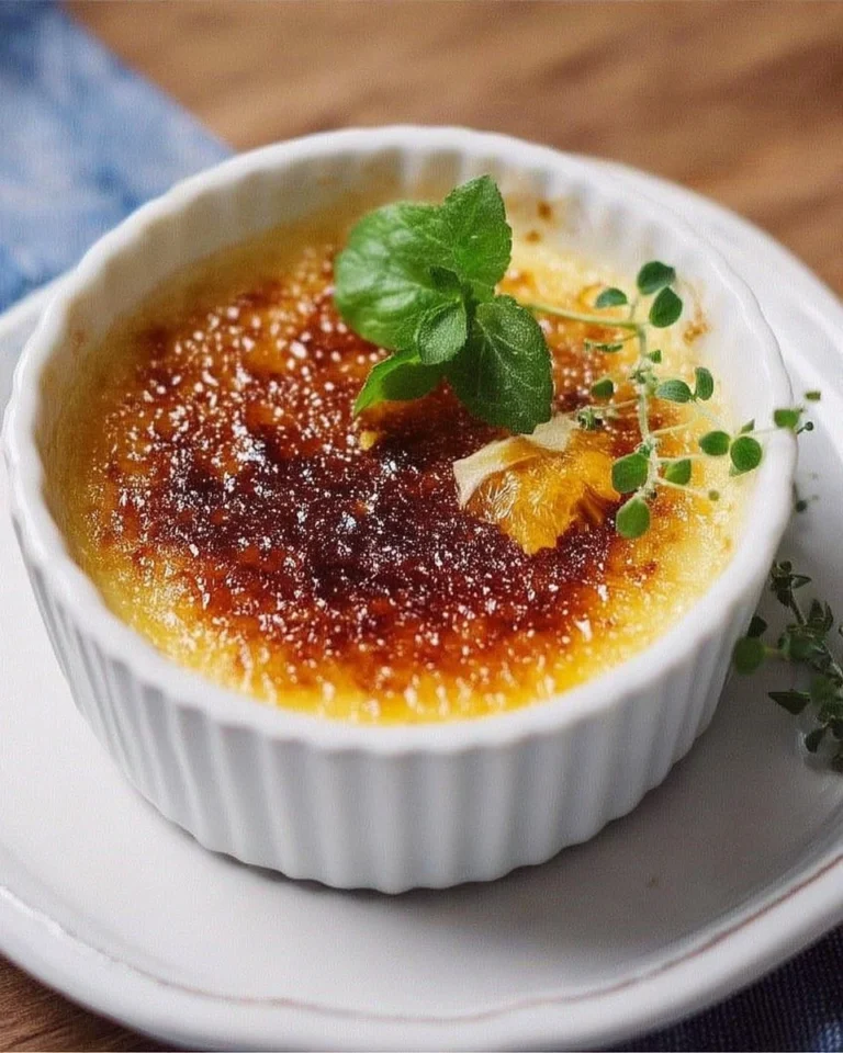 Brûlée agrumes basilic, un dessert crémeux et parfumé aux agrumes et basilic