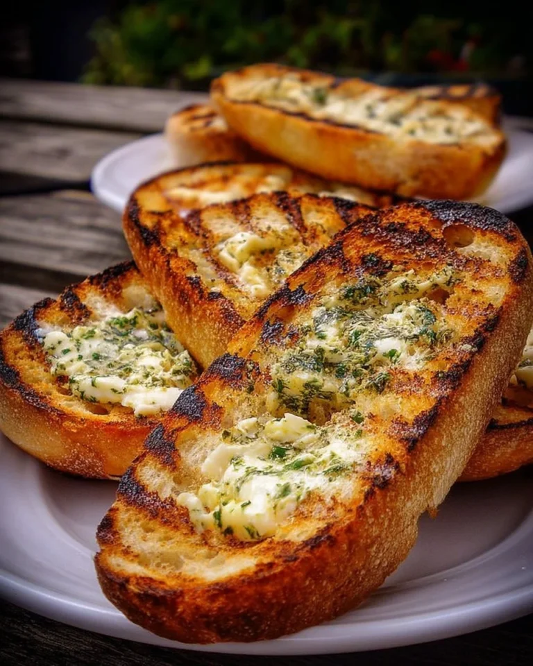 Bruschetta garnie de beurre à l'ail et de persil frais