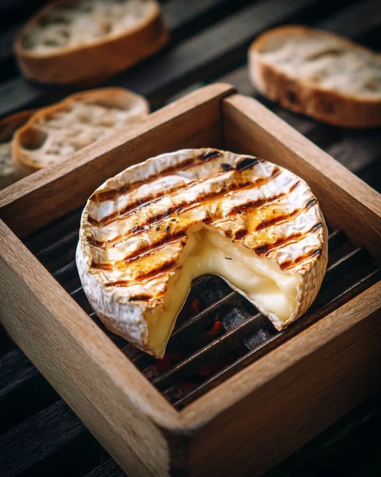 Camembert rôti au miel et aux herbes, une entrée savoureuse et fondante.