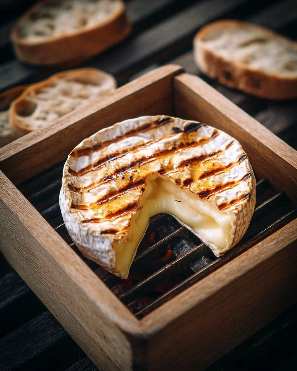 Camembert rôti au miel et aux herbes, une entrée savoureuse et fondante.