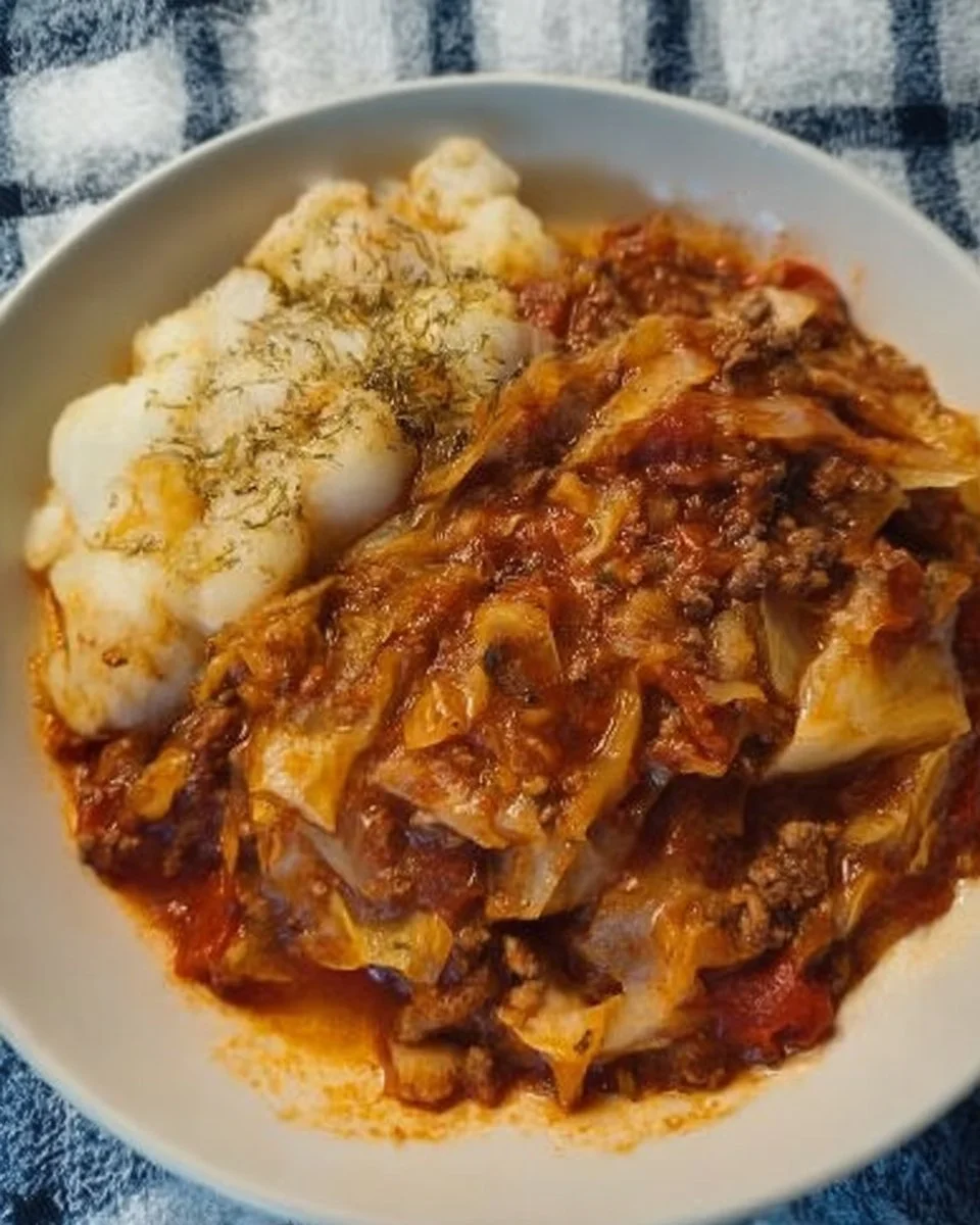 Casserole de bœuf haché et au chou, un plat savoureux et réconfortant.