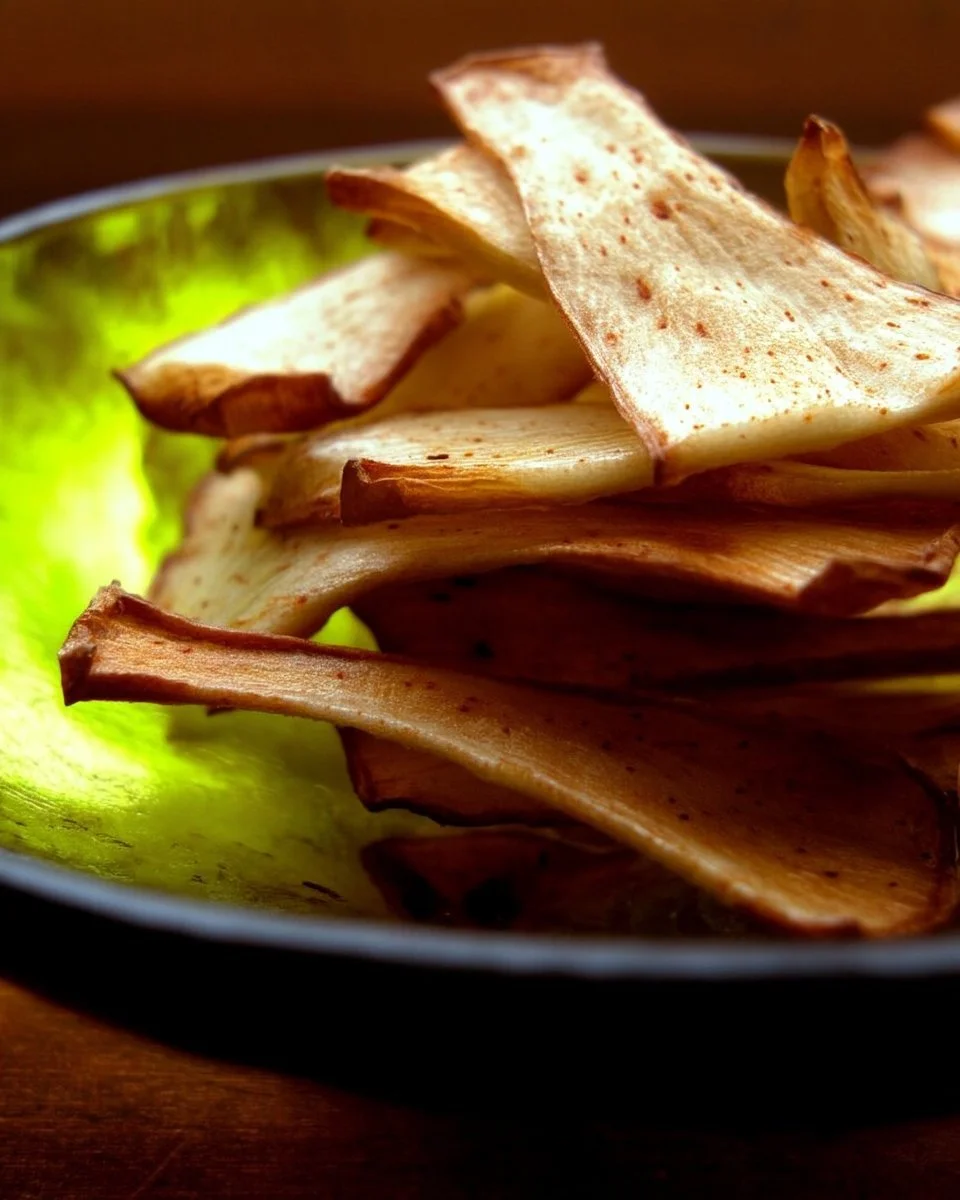 Chips de céleri croustillantes prêtes à être dégustées