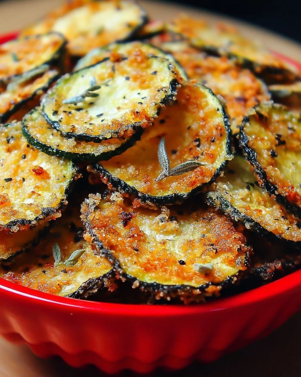 Chips de courgettes ultra-croustillantes sur une assiette