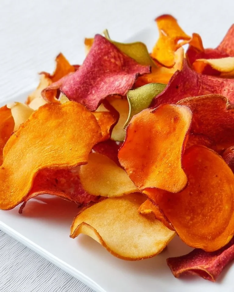 Chips de légumes au four croustillantes et saines.