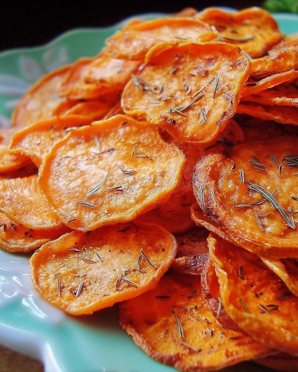 Chips de Patate Douce au Four croustillantes en plat