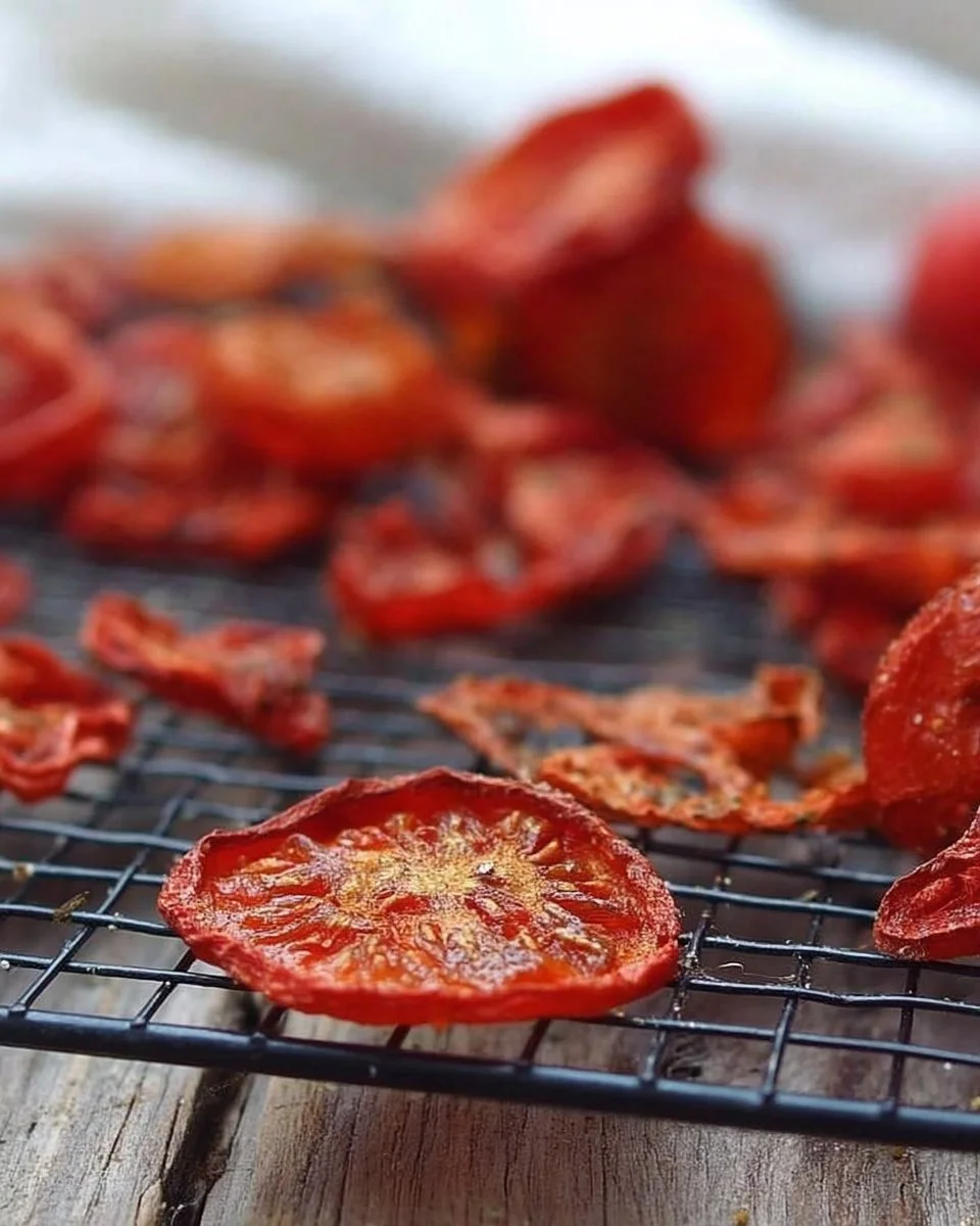 Chips de peaux de tomates croustillantes et savoureuses en sachet.
