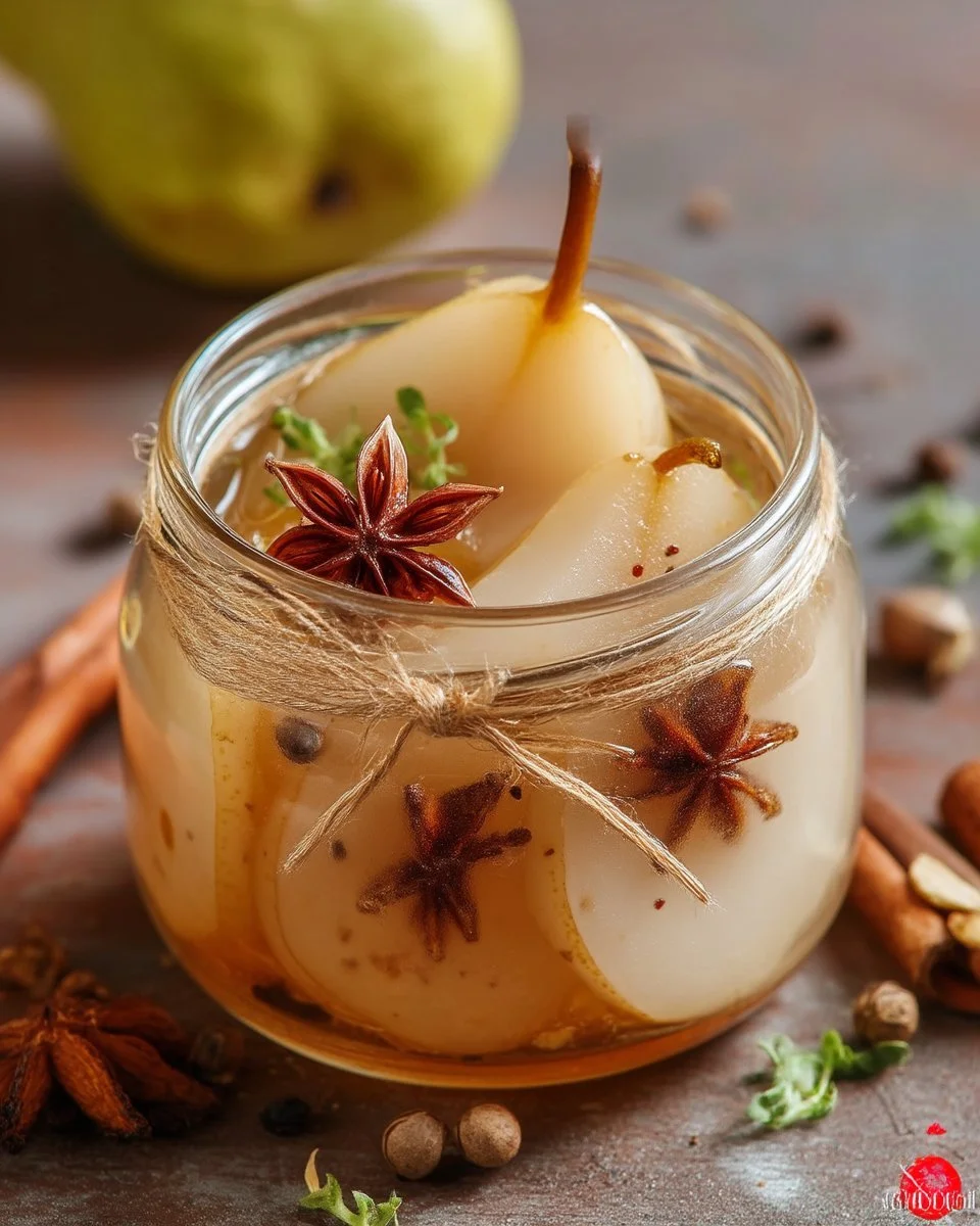 Compote de poires au sirop d'érable et épices dans un bol