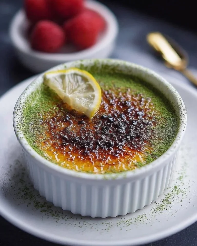 Crème Brûlée Matcha Citron aux saveurs délicates et crémeuses