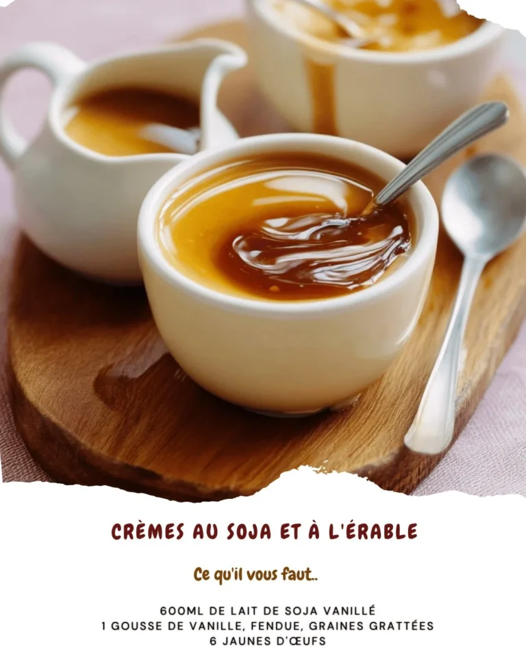 Crèmes au soja et à l'érable dans un bol en céramique