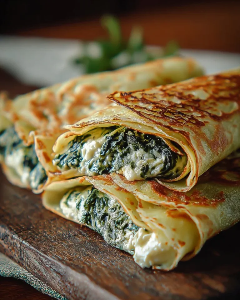 Crêpes fourrées aux épinards et ricotta, plat délicieux et sain