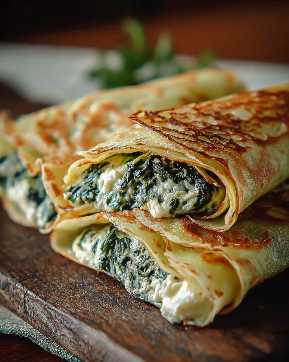 Crêpes fourrées aux épinards et ricotta, plat délicieux et sain