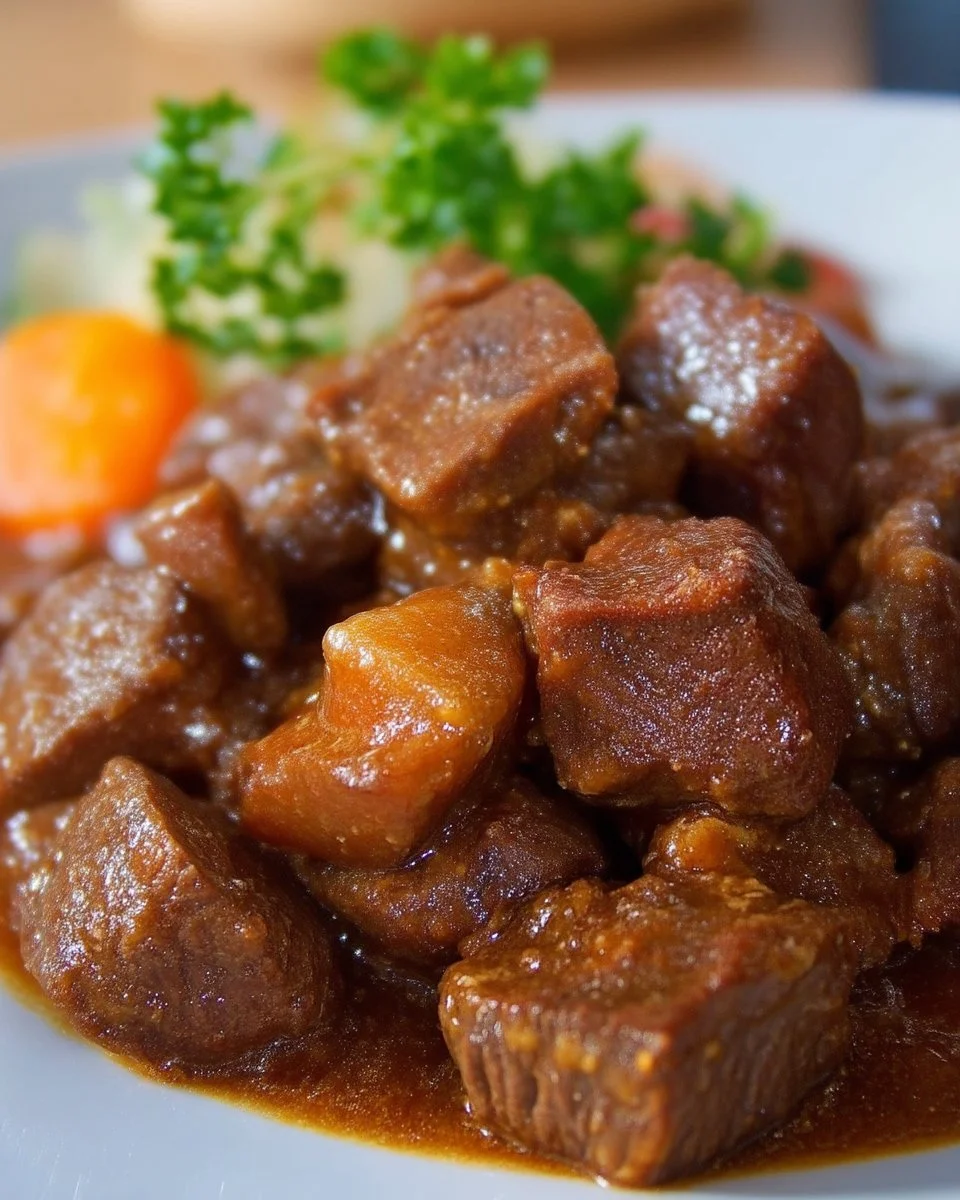 Cubes de bœuf à l'érable cuisinés avec des ingrédients frais et savoureux