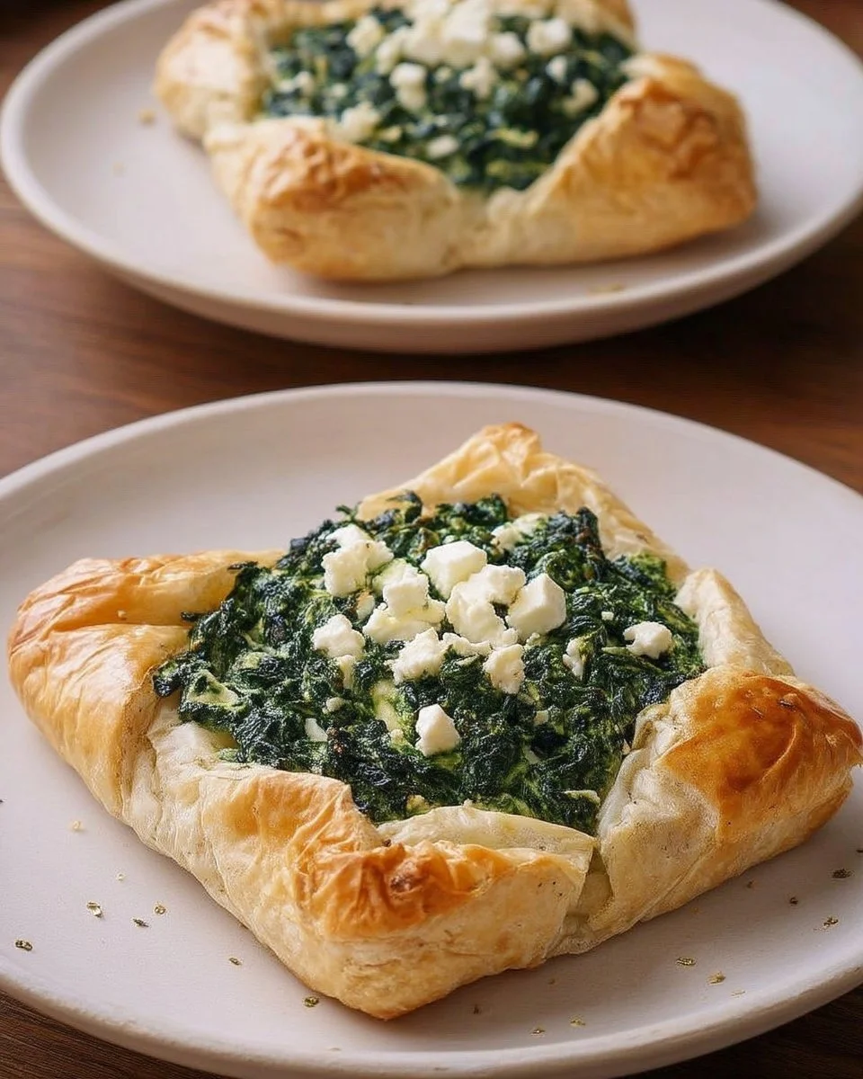 Recette d'Épinards Feta Dorés présentée dans une assiette colorée