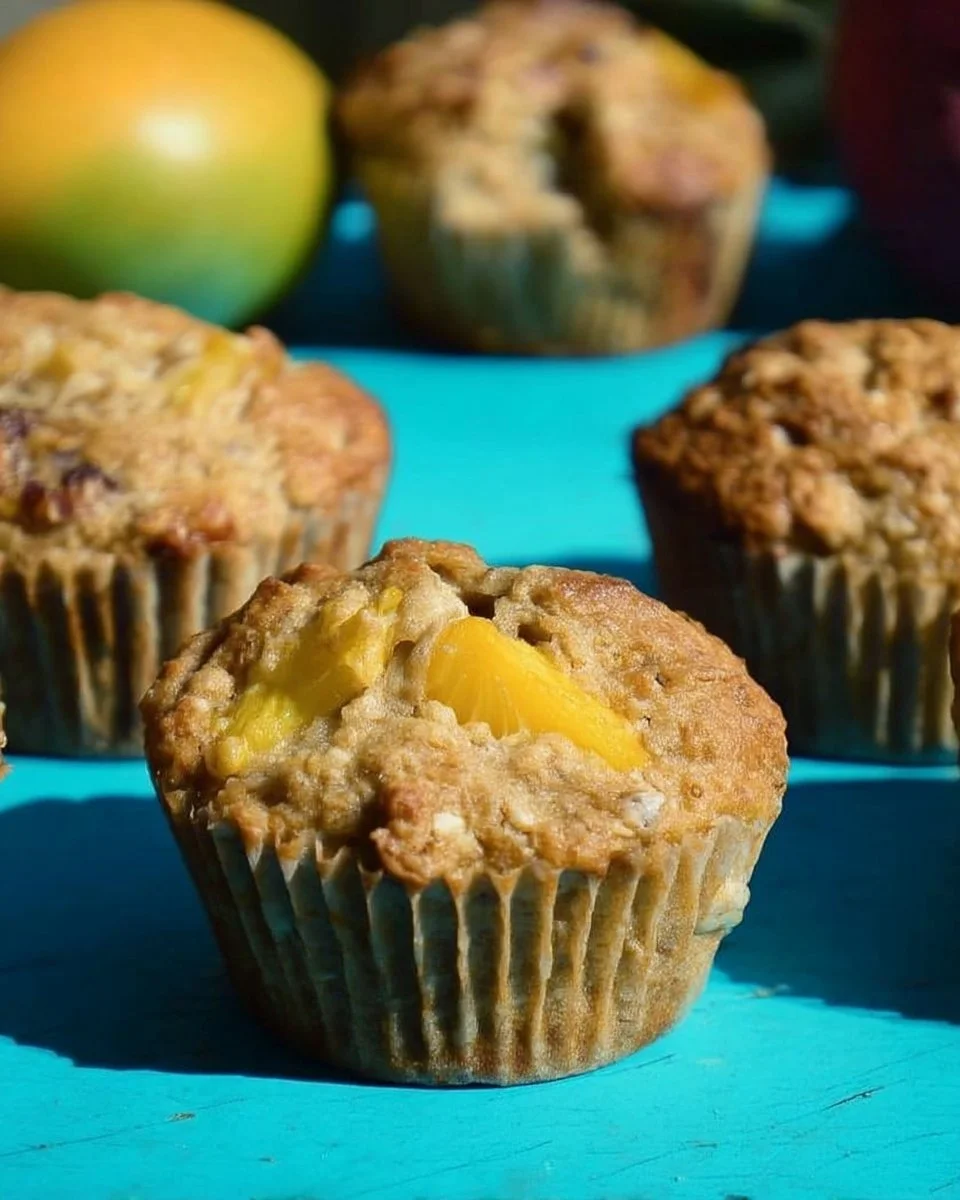 Muffins aux fruits tropicaux garnis de morceaux de fruits exotiques