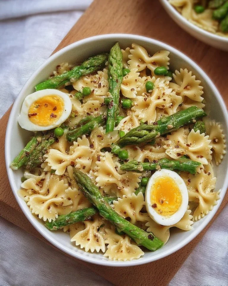 Farfalle aux Asperges présentée dans une assiette élégante