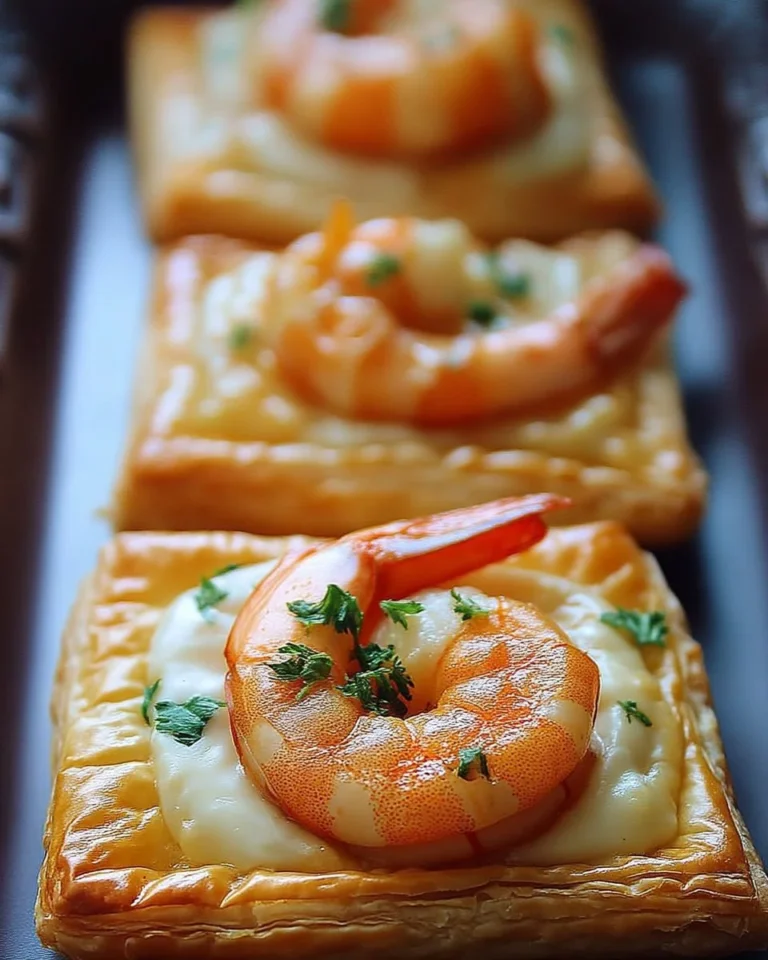Feuilleté crevettes croustillant et savoureux, parfait pour les apéritifs.