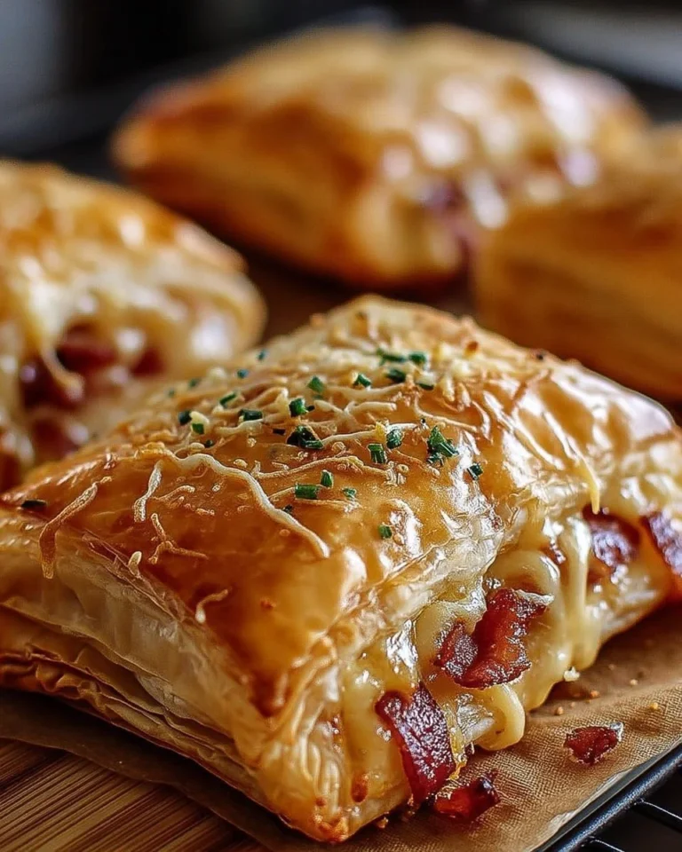 Feuilleté aux lardons et fromage râpé, croustillant et savoureux