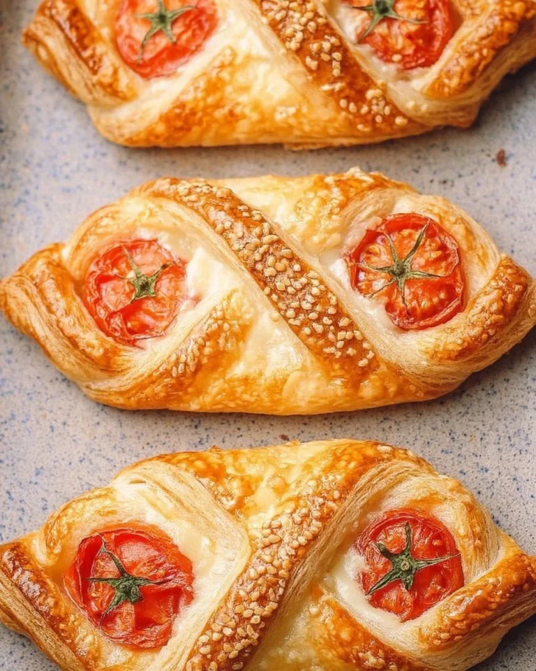 Feuilleté Tomates Mozza avec des tomates juteuses et de la mozzarella fondante