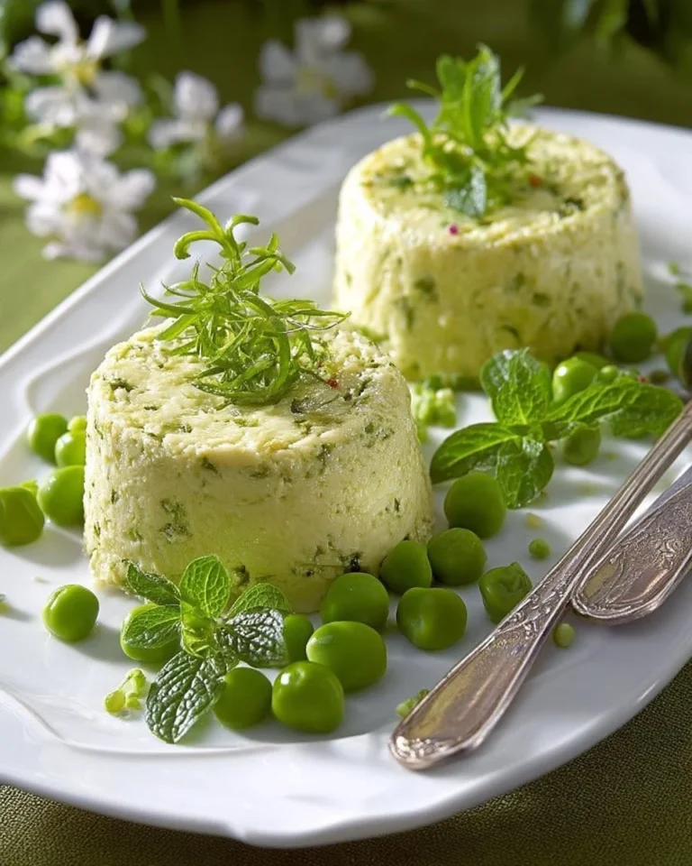 Flans de petits pois à la menthe, parfaits pour Pâques.