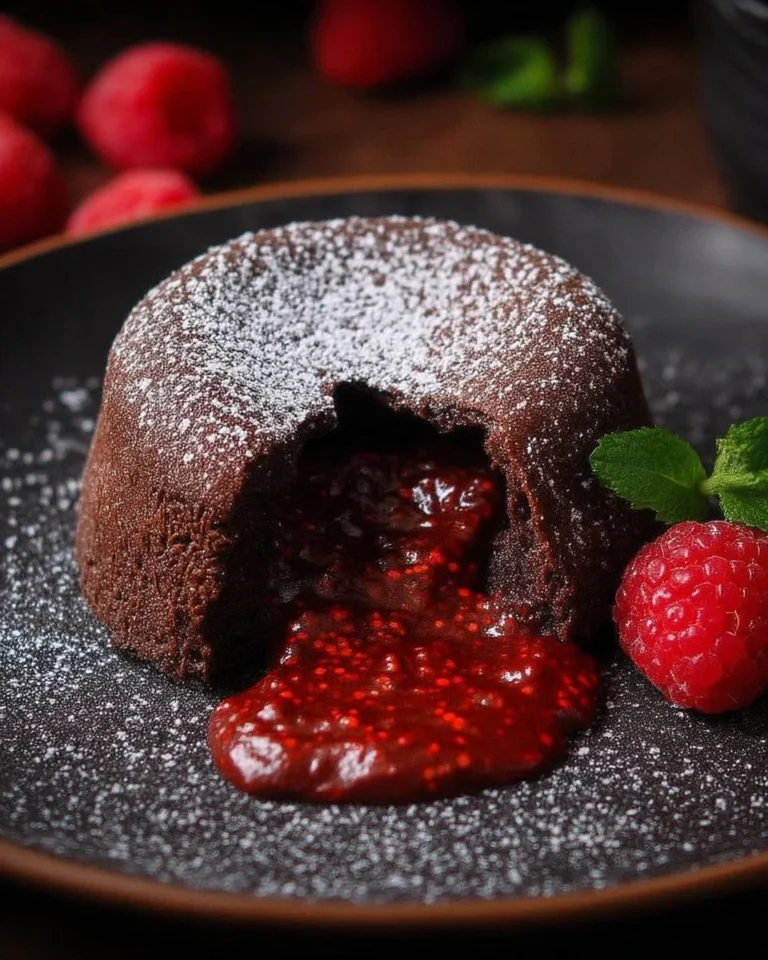 Fondant Chocolat Coeur Framboise avec un cœur de framboise fondant