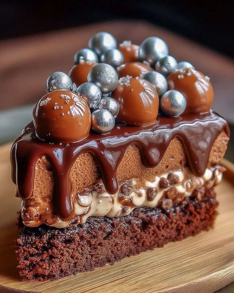 Gâteau au chocolat façon entremets gourmand, dessert chocolaté élégant et savoureux.