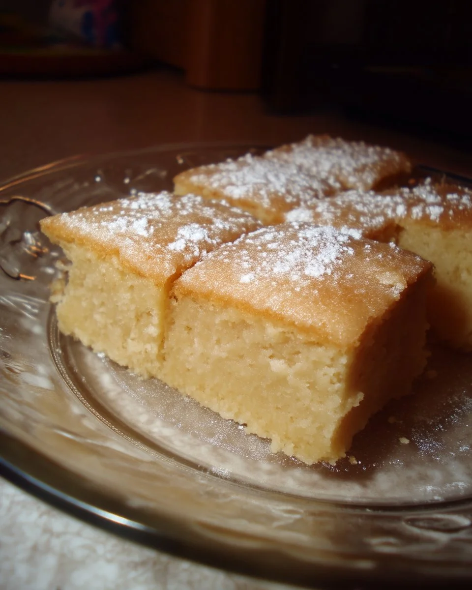 Gâteau au sucre à la crème, dessert sucré et moelleux sur une assiette