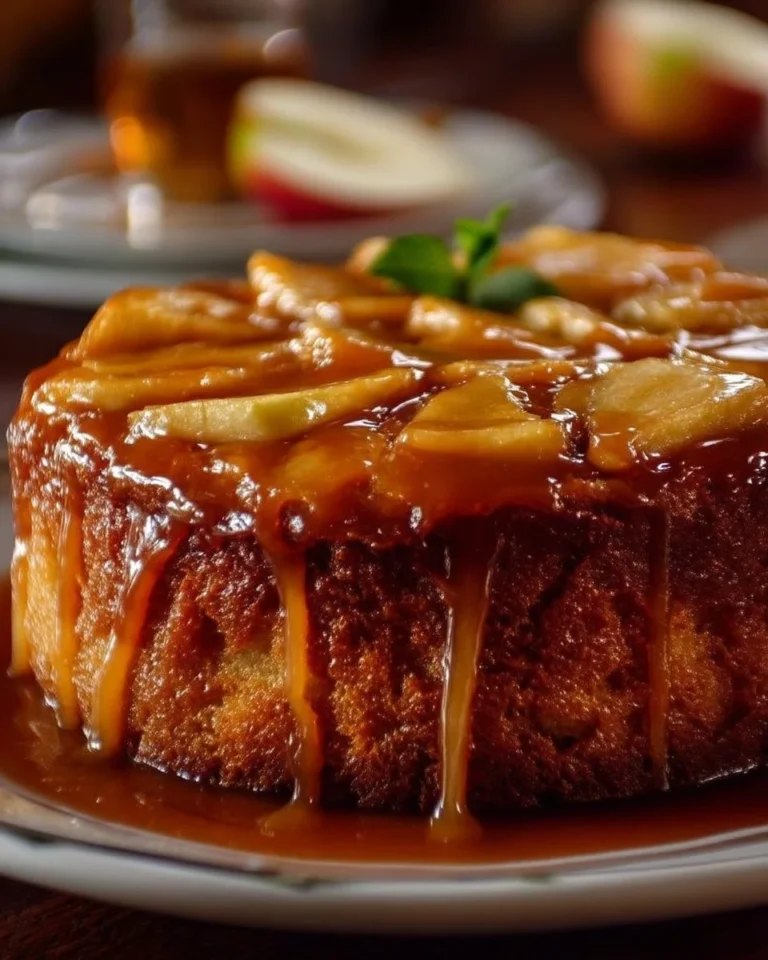 Gâteau aux pommes et caramel, dessert moelleux et savoureux