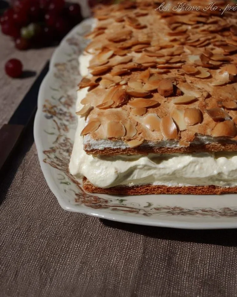Un Gâteau de Kvaefjord décoré, prêt à être dégusté.