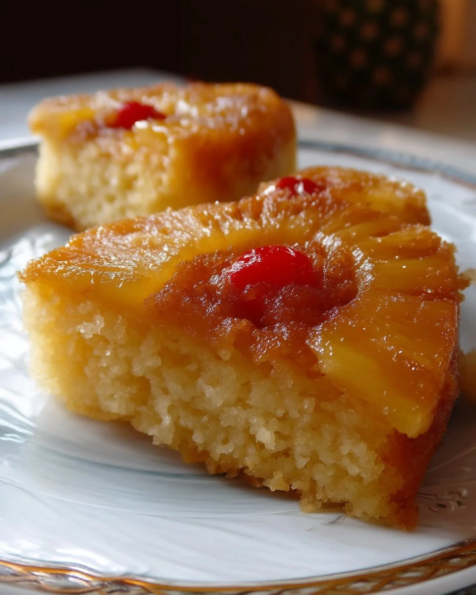 Gâteau renversé à l'ananas avec un joli caramel doré sur le dessus