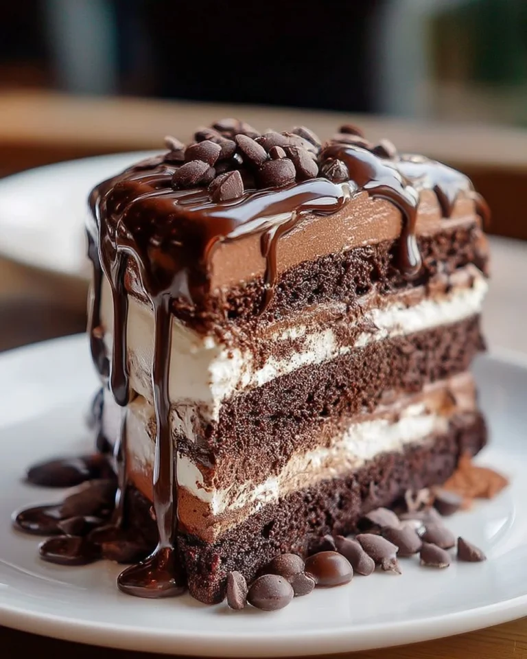 Gâteau triple chocolat façon pâtisserie avec un riche glaçage au chocolat