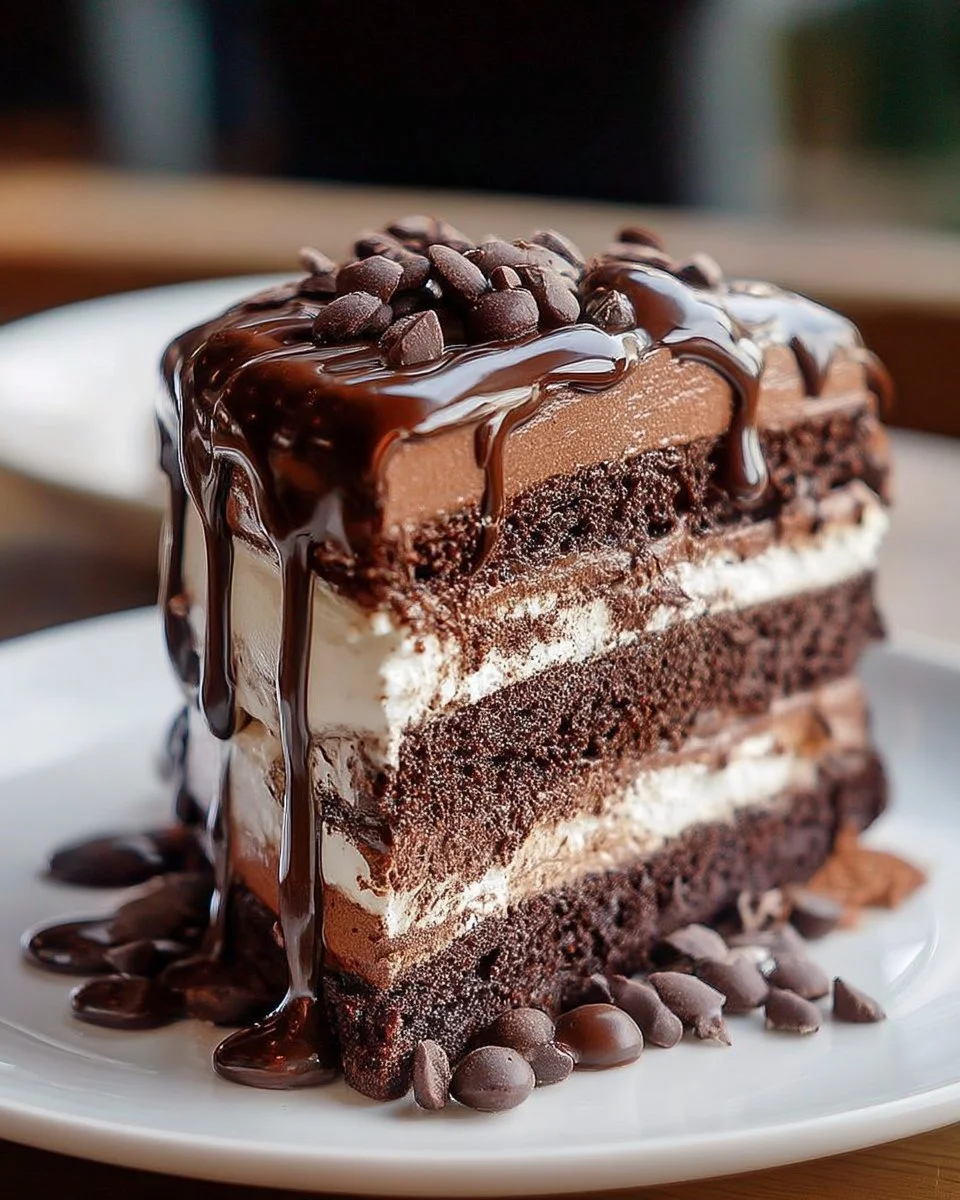 Gâteau triple chocolat façon pâtisserie avec un riche glaçage au chocolat